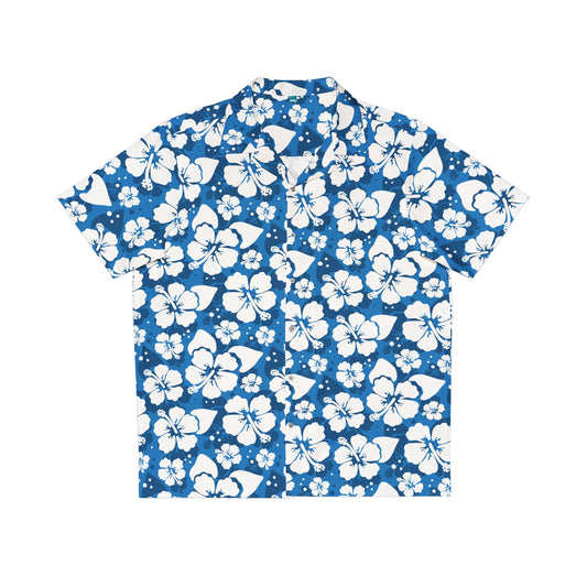 Softscorpio Tropical Vibe Hawaiian Shirt – Bold Blue Hibiscus Print